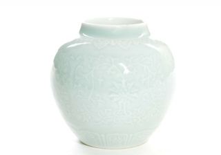 A Chinese Celadon Porcelain " Lotus " Jar