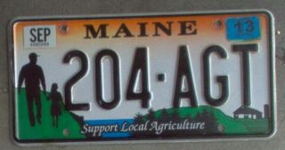 Maine 2013 Special " Support Local Agriculture " License Plate