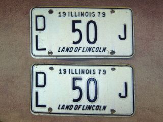 VINTAGE 1979 Illinois Dealer License Plate Pair 50 J Man Cave Garage Bar decor 3