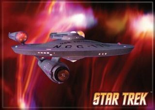 Star Trek The Series Enterprise On A Red Background Magnet