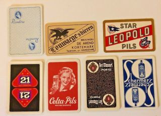 7 Vintage Playing Card Eu Alcohol/beer/drink Advertising All Court Cards