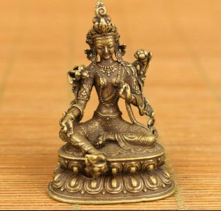 Rare Old Bronze Hand Casting Tibet Buddha Statue Figure Collect Ornament Gift
