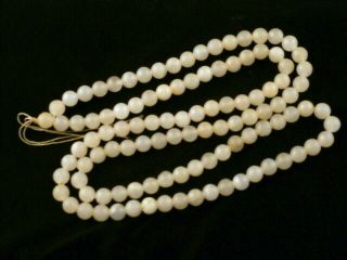 33 Inches Chinese White Jade Round Beads Prayer Necklace Saa002