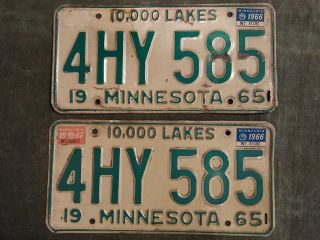 Antique Collector 1965 1966 1967 Minnesota License Plate Pair Yom Plates 4hy - 585
