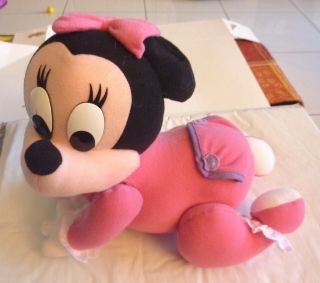 Vintage 1995 Mattel Disney Crawling Baby Minnie Mouse 10 " Stuffed Plush Doll