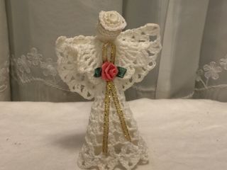 White Starched Angel Crocheted Handmade Angel