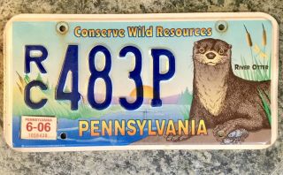 River Otter License Plate 2006 Pennsylvania Conserve Wild Resources