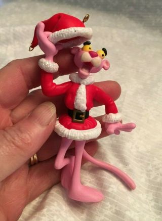 Pink Panther Ornament 1998 Christmas.  He Is Wearing A Santa Outfit.