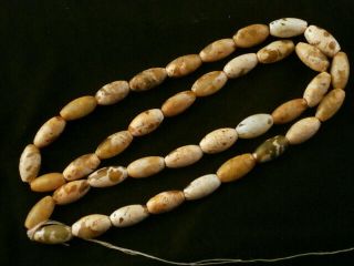 28 Inches Unusual Chinese Old Jade Beads Prayer Necklace R017