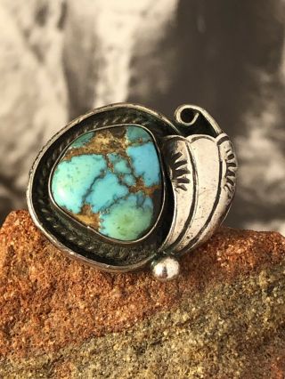 Old Pawn Navajo Sterling Silver Turquoise Coral Chip S6 Ring 042919iagzii