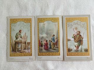 Special 3 Catholic Vintage Holy Cards St Christopher Joseph Mary Rosary