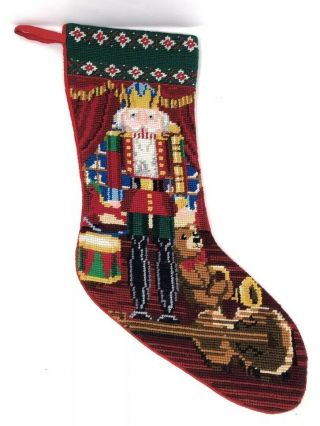 Vintage Needlepoint Christmas Stocking Completed — Nutcracker Gifts — Lined