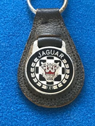 Vintage Jaguar Leather Key Fob Keychain