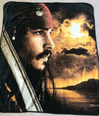 Disney Pirates Of The Caribbean Jack Sparrow Fleece Blanket Throw Johnny Depp