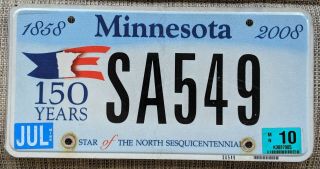 Minnesota License Plate Sesquicentennial Optional Issue Discontinued.