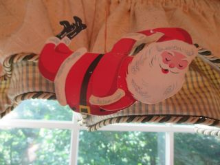 Vintage Cardboard Flying Santa Claus Ornament 2