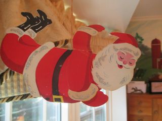 Vintage Cardboard Flying Santa Claus Ornament 3