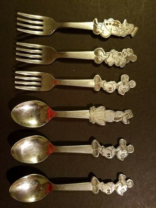 6 Pc Walt Disney Mickey Mouse Set By Bonny Stainless Youth Fork & Spoon