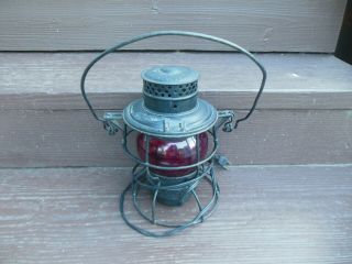 Vintage N.  Y.  C.  R.  R.  Adlake No.  250 Railroad Lantern With Red Globe