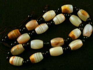 20 Inches Wow Chinese Old Jade Beads Short Necklace Q015