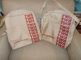 Two Vintage Twa Trans World Airlines Getaway Vacations Travel Bags Aviation Euc