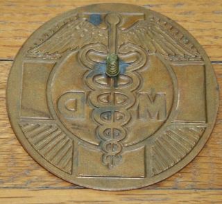 Vintage Medical Doctor Symbol MD Metal Car License Plate Topper Caduceus 2