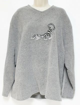 Disney Store Tigger Sweatshirt Sz Large Womens Grey/black Fleece