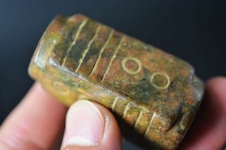 Chinese Hongshan Culture Old Jade Carved Cong Amulet Pendant J25