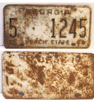 Vintage 1960 Georgia Car Tag License Plate Bibb County 5 - 1245