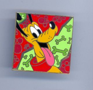 Disney Disneyland Psychedelic Square Kooky Dog Pluto Bones & Paw Prints Pin