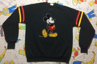 Vtg Mickey Mouse Sweater Black Disney 80’s 90’s Vintage Sz M/l Fit Euc