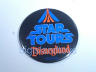 Star Tours Disneyland Vintage Promo Pin Back Button 1986 Black Disney Lucasfilm