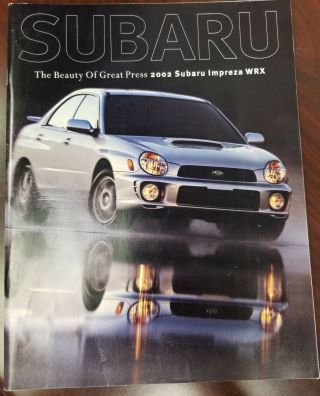 2002 Subaru Impreza Wrx Sales Brochure " The Beauty Of Great Press "