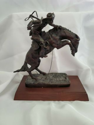 Frederic Remington Bronze Statue Bronco Buster 1988 Franklin 6 " Tall 6 " X4 "