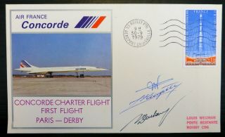 France 1979 Concorde Air France 1st Charter Flight Paris - Derby Signed Bm708