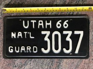 1966 Utah National Guard License Plate 3037