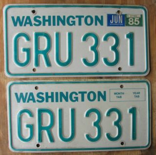 2 Washington License Plates Pair 1985 Gru 331