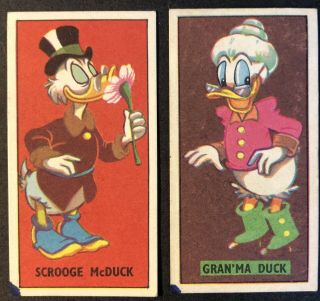 2 1957 Scrooge Mcduck And Gran’ma Duck Barratt & Co Walt Disney Characters Cards