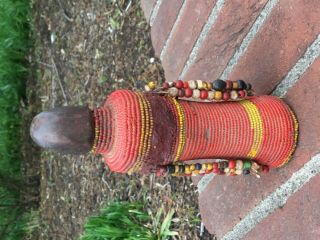 African Art Yoruba carved wooden statue with beaded tunic 4