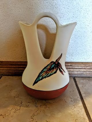 Authentic Native American Indian Pottery Wedding Vase Signed by Greyfeather Ute 2