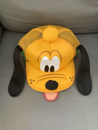 Disney Parks Pluto Hat With Ears Cap Cosplay Plush Dog Face Yellow SnapBack Mesh 2