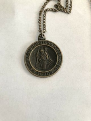 Vintage Catholic Saint Christopher Brass Medal Bishop Choi
