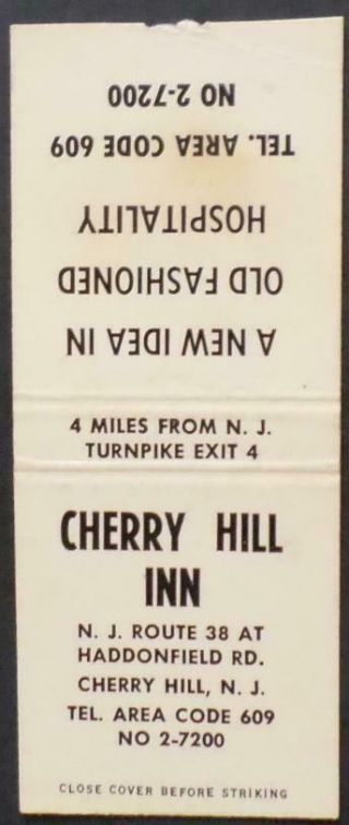 Cherry Hill Inn Nj Matchbook Cover Bobtail
