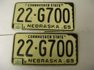 1969 69 1971 71 Nebraska Ne License Plate Pair 22 - G700 Saline County
