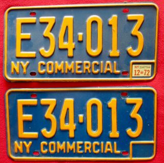 Matching Pair York 1972 Commercial License Plate E34 - 013
