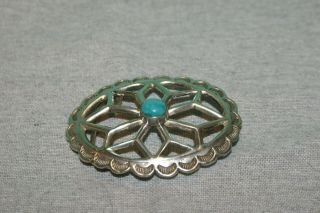 Vintage Navajo Sterling Silver & Chunky Turquoise Belt Buckle,  Signed B.  Yazzi