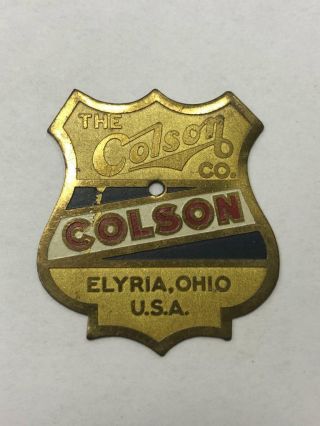Antique Nos Colson Tricycle Bicycle Head Badge Tag Emblem