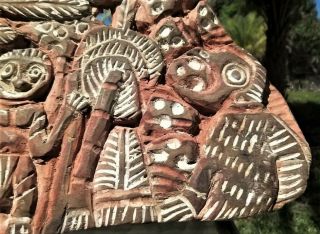 Vintage Papua Guinea Kambot Tribal Carved Wood Storyboard 7