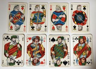 8 Vintage Playing Cards Court Cards European Jacks B Designs & Ads