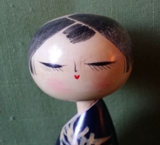 Vintage Wooden Sosaku Kokeshi Japanese Doll - Japan Artist Signed Suigai